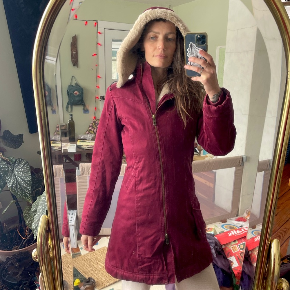 Hoodlamb Hemp Long Coat in Aubergine